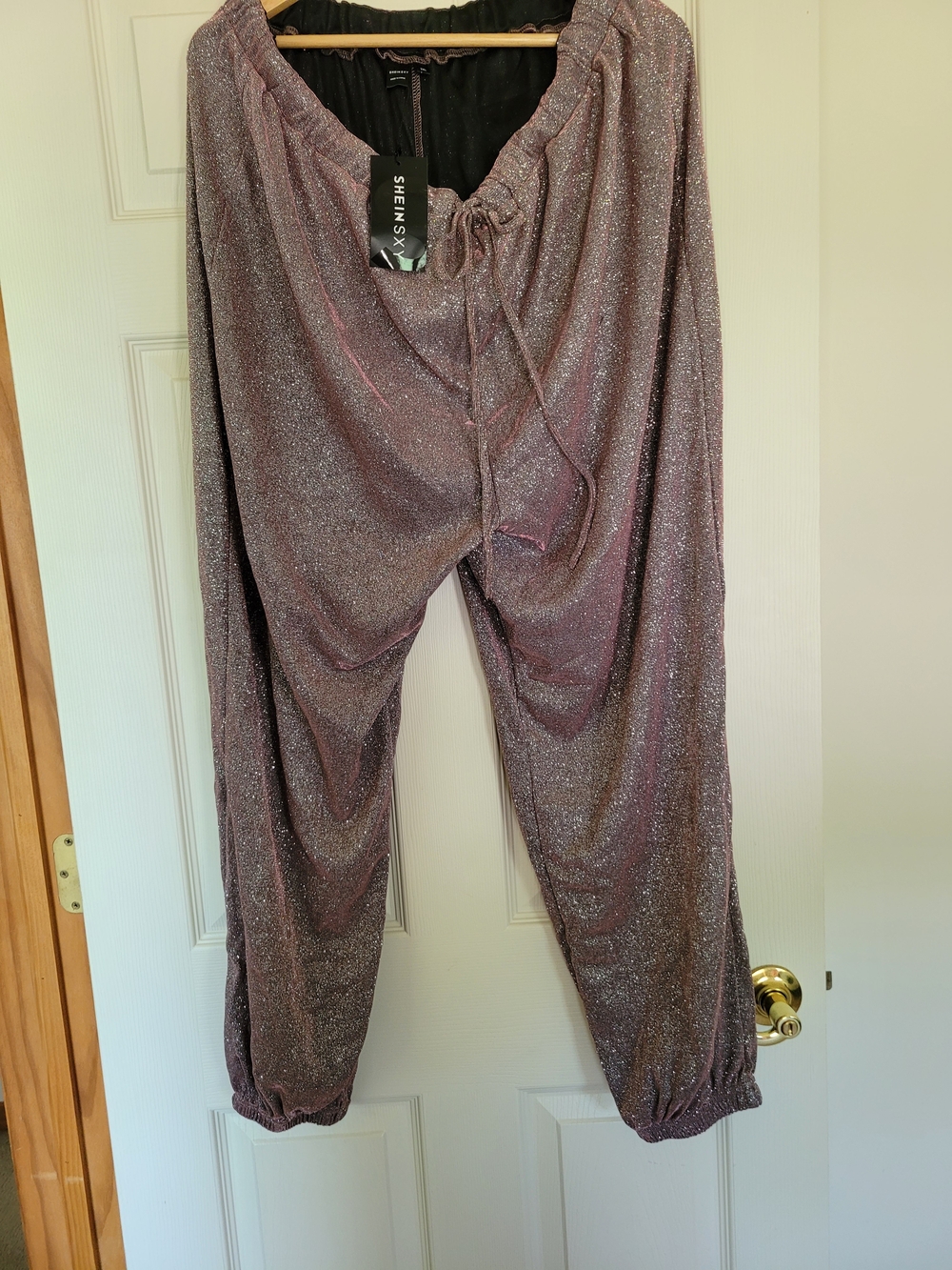 SHEIN Metallic Mauve Glitter Jogger Pants